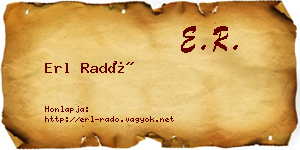 Erl Radó névjegykártya